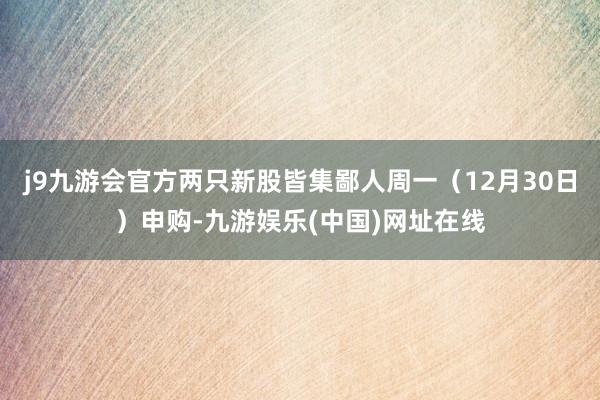 j9九游会官方两只新股皆集鄙人周一（12月30日）申购-九游娱乐(中国)网址在线